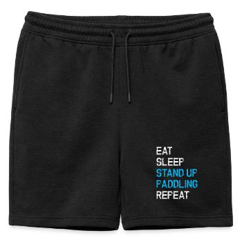 Mange, dors, lève-toi, pagaye, répète le SOU. - Short de survêtement homme premium - noir - Devant - AI Model Male 178 light (178cm)