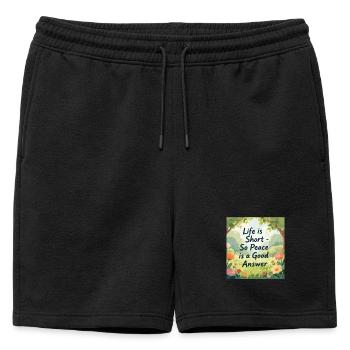 La vie est courte, la paix est une bonne réponse - Short de survêtement homme premium - noir - Devant - AI Model Male 178 light (178cm)