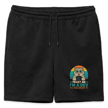 Croyez-moi, je suis développeur – programmeur chat - Short de survêtement homme premium - noir - Devant - AI Model Male 178 light (178cm)