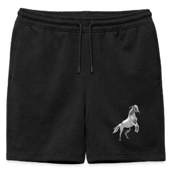 riders, domestic horse mounting, riding - Mens' Premium Organic Sweatshorts - black - Front - AI Model Male 178 light (178cm)
