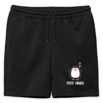 Animal Mignon Pingouin Coeur Déclaration Oiseau Pôle Sud - Short de survêtement homme premium - noir - Devant - AI Model Male 178 light (178cm)