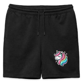 Licorne Bande Dessinée Rainbow Hearts - Short de survêtement homme premium - noir - Devant - AI Model Male 178 light (178cm)