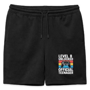 Anniversaire de joueur débloqué niveau 8 - Short de survêtement homme premium - noir - Devant - AI Model Male 178 light (178cm)
