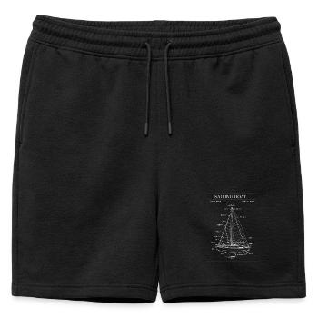 Sailing Boat Blueprint Line Art - Mens' Premium Organic Sweatshorts - black - Front - AI Model Male 178 light (178cm)