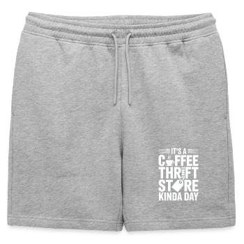 Coffee Thrift Store Kindaday Day - Mens' Premium Organic Sweatshorts - heather grey - Front - AI Model Male 178 light (178cm)