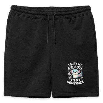 Axolotl Ate My Homework - Mens' Premium Organic Sweatshorts - black - Front - AI Model Male 178 light (178cm)