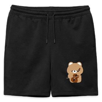 Porte-bonheur du violoncelle d’ours - Short de survêtement homme premium - noir - Devant - AI Model Male 178 light (178cm)