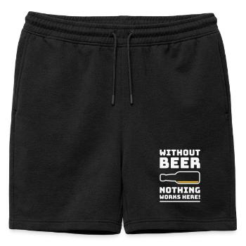 Without Beer Nothing Works Here! (Drinking NEG 2C) - Mens' Premium Organic Sweatshorts - black - Front - AI Model Male 178 light (178cm)