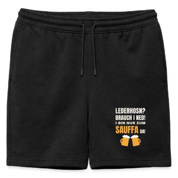Lederhosn brauch i ned - Sauffa Volksfest Spruch - Männer Premium Organic Sweatshorts - Schwarz - Vorne - AI Model Male 178 light (178cm)