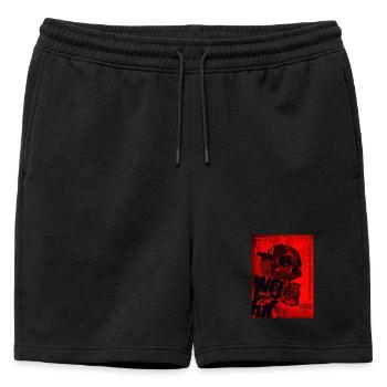 Crâne Rouge Techno Urbain - Short de survêtement homme premium - noir - Devant - AI Model Male 178 light (178cm)
