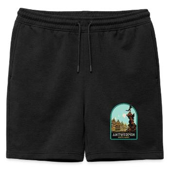 Illustration pittoresque de la Grand-Place - Short de survêtement homme premium - noir - Devant - AI Model Male 178 light (178cm)
