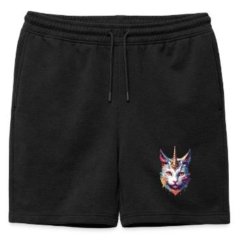 Collection chat licorne 1 - Short de survêtement homme premium - noir - Devant - AI Model Male 178 light (178cm)