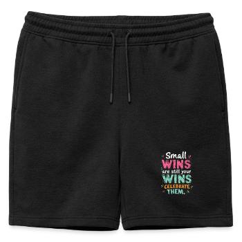 LES PETITES VICTOIRES RESTENT VOS VICTOIRES, CÉLÉBREZ-LES - Short de survêtement homme premium - noir - Devant - AI Model Male 178 light (178cm)
