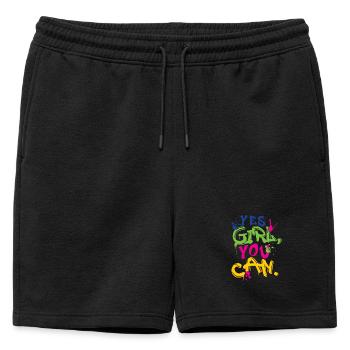 Fille : , tu peux - Short de survêtement homme premium - noir - Devant - AI Model Male 178 light (178cm)