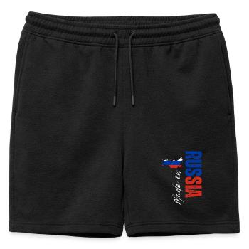 Fabriqué en Russie, design vertical - Short de survêtement homme premium - noir - Devant - AI Model Male 178 light (178cm)