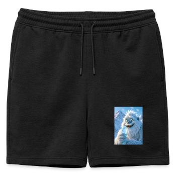 Yéti joueur mangeant de la crème de glaçon géant - Short de survêtement homme premium - noir - Devant - AI Model Male 178 light (178cm)
