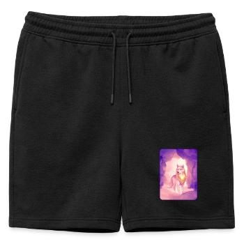 Loup blanc à l’aquarelle 2 (violet) - Short de survêtement homme premium - noir - Devant - AI Model Male 178 light (178cm)