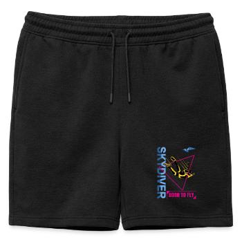 Parachuting Skydiver | Born to Fly - Mens' Premium Organic Sweatshorts - black - Front - AI Model Male 178 light (178cm)