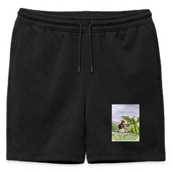 Princess and Dragon Meadow Bond - Mens' Premium Organic Sweatshorts - black - Front - AI Model Male 178 light (178cm)