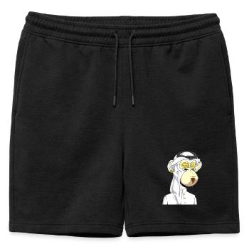 Ape with gold glasses - Mens' Premium Organic Sweatshorts - black - Front - AI Model Male 178 light (178cm)