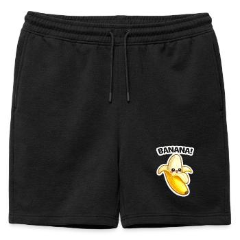 Impression de banane dessinée Kawaii - Short de survêtement homme premium - noir - Devant - AI Model Male 178 light (178cm)