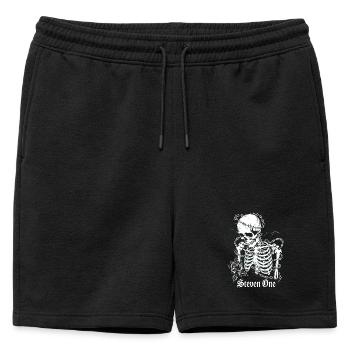 Squelette avec chaîne et fleur - Short de survêtement homme premium - noir - Devant - AI Model Male 178 light (178cm)