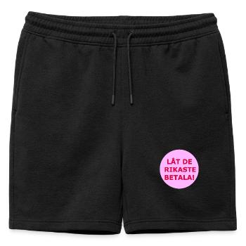 Let the richest pay! (Pink circle) - Mens' Premium Organic Sweatshorts - black - Front - AI Model Male 178 light (178cm)