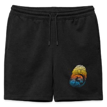 Sunset Rainbow Surf Fingerprint - Mens' Premium Organic Sweatshorts - black - Front - AI Model Male 178 light (178cm)