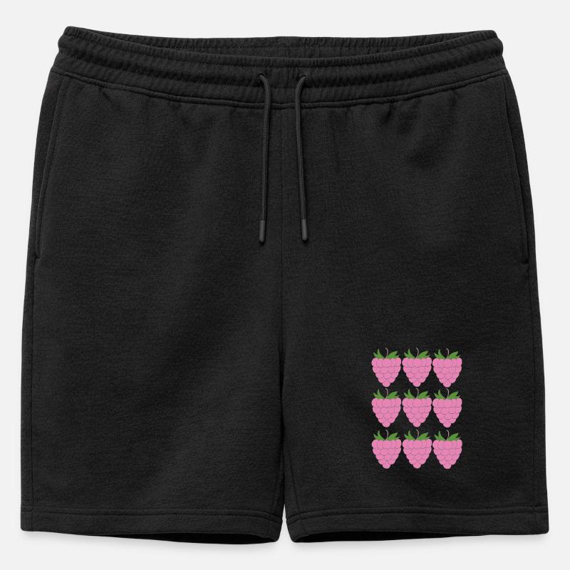 Raspberry Grid Pattern - Mens' Premium Organic Sweatshorts - black