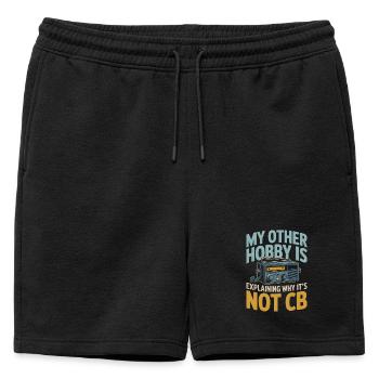 Pas CB, mais radioamateur | Humour funk - Short de survêtement homme premium - noir - Devant - AI Model Male 178 light (178cm)