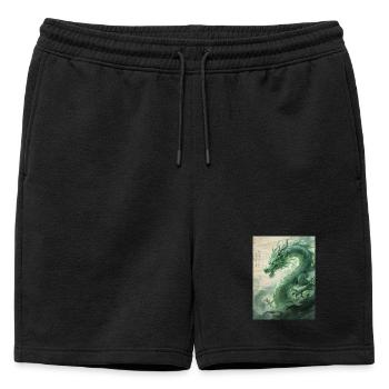 Le Gardien d'Émeraude : Qinglong - Force Éternelle - Short de survêtement homme premium - noir - Devant - AI Model Male 178 light (178cm)