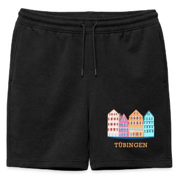 Tübingen, Vue du Neckar, dessin, Allemagne - Short de survêtement homme premium - noir - Devant - AI Model Male 178 light (178cm)