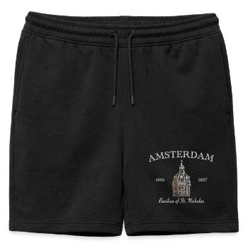 Amsterdam, Basilique Saint-Nicolas, Pays-Bas - Short de survêtement homme premium - noir - Devant - AI Model Male 178 light (178cm)