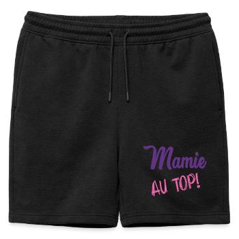 MAMIE. GRAND-MERE. FÊTE DES MÈRES. BONNE FÊTE - Short de survêtement homme premium - noir - Devant - AI Model Male 178 light (178cm)