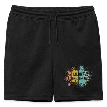 rétro Joyeux Noël Flocon de Neige Cristal de Glace - Short de survêtement homme premium - noir - Devant - AI Model Male 178 light (178cm)