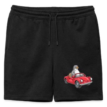 Penguin Car - Mens' Premium Organic Sweatshorts - black - Front - AI Model Male 178 light (178cm)