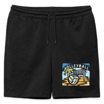 Illustration de volley-ball avec palmier de beach-volley - Short de survêtement homme premium - noir - Devant - AI Model Male 178 light (178cm)
