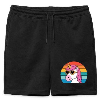 Mythical Creature Fairy Tale Horse Fantasy Colorful Unicorn - Mens' Premium Organic Sweatshorts - black - Front - AI Model Male 178 light (178cm)