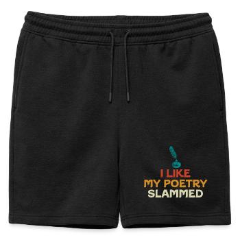J’aime que ma poésie soit défoncée - Short de survêtement homme premium - noir - Devant - AI Model Male 178 light (178cm)