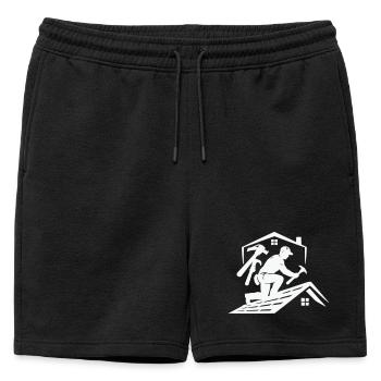 Silhouette du couvreur sur le toit - Short de survêtement homme premium - noir - Devant - AI Model Male 178 light (178cm)