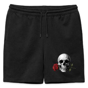 Motif de la rose de crâne pour fans de rock Tatouage gothique - Short de survêtement homme premium - noir - Devant - AI Model Male 178 light (178cm)