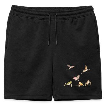 T-shirt d’oiseau drôle, aquarelle à imprimé animal - Short de survêtement homme premium - noir - Devant - AI Model Male 178 light (178cm)
