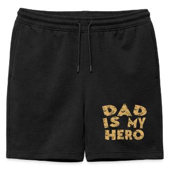 Daddy is my hero - Mens' Premium Organic Sweatshorts - black - Front - AI Model Male 178 light (178cm)