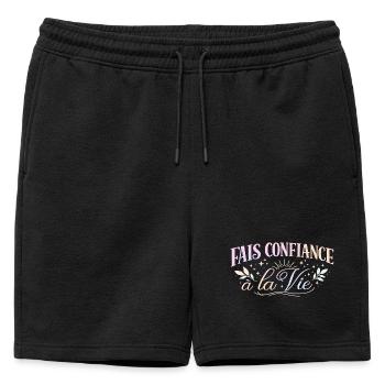 Fais Confiance à la Vie  - Short de survêtement homme premium - noir - Devant - AI Model Male 178 light (178cm)