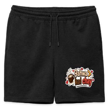9ahwa >Kol Chay–Funny Tunisian Coffee Lover Design - Short de survêtement homme premium - noir - Devant - AI Model Male 178 light (178cm)
