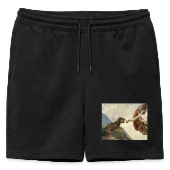 Mème de Chien Dieu Main Teckel - Short de survêtement homme premium - noir - Devant - AI Model Male 178 light (178cm)