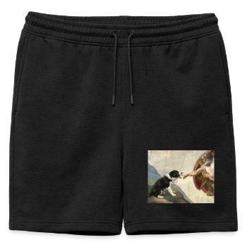 Mème du chien Dog God Hand Border Collie - Short de survêtement homme premium - noir - Devant - AI Model Male 178 light (178cm)