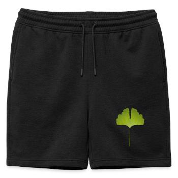 feuille de ginkgo vert juteux avec des lignes lumineuses - Short de survêtement homme premium - noir - Devant - AI Model Male 178 light (178cm)
