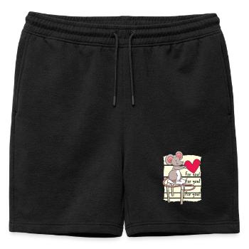 Souris douce avec cœur - Short de survêtement homme premium - noir - Devant - AI Model Male 178 light (178cm)