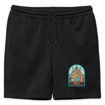 Illustration Façade Cathédrale Cologne, Allemagne - Short de survêtement homme premium - noir - Devant - AI Model Male 178 light (178cm)